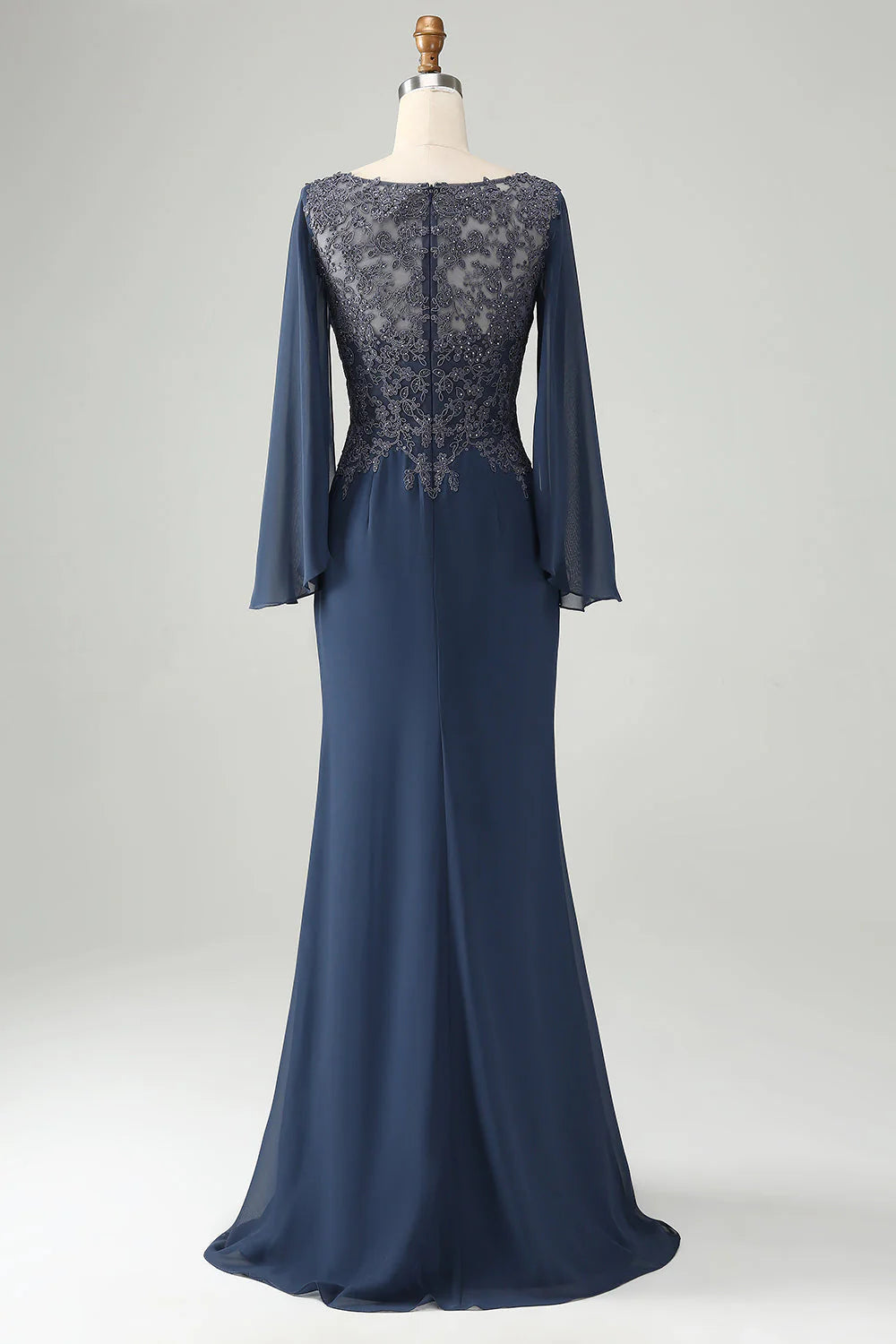Robe de mère de la mariée sirène pailletée à col en V et perles avec appliques